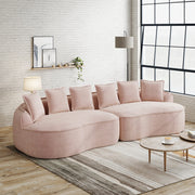 Divano modulare 4 posti senza montaggio con seduta profonda cuscini e braccioli larghi in chenille rosa