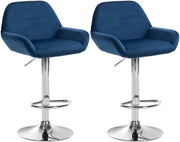 Set di 2 sgabelli da bar Braga velluto cromato 1
