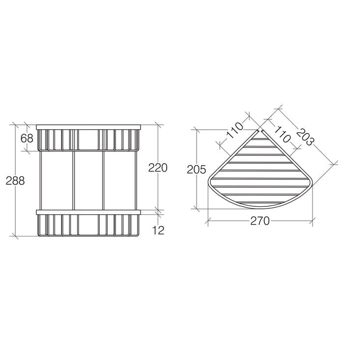 Lineabeta - Portaoggetti doccia angolare a 2 ripiani in acciaio lucido