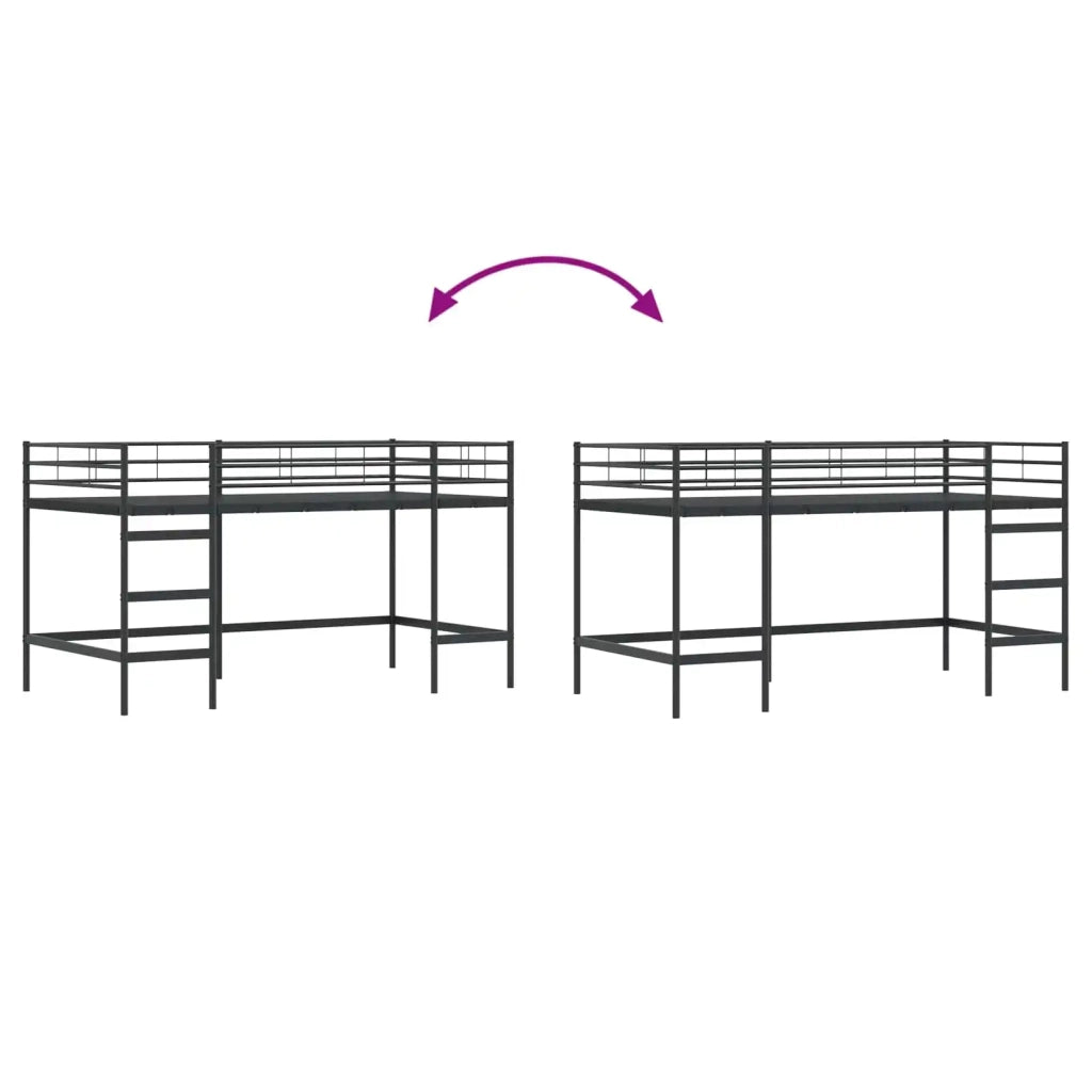 Struttura del letto loft per bambini Nero 99,5 x 200 cm Acciaio 42020764