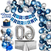 Decorazione di Compleanno 60° Compleanno Uomo Incluso Ballo Blu Argento - Bandiera di Compleanno - Ballo di Foglio - Ballo di Confetti - 60 Anni Riciclabile