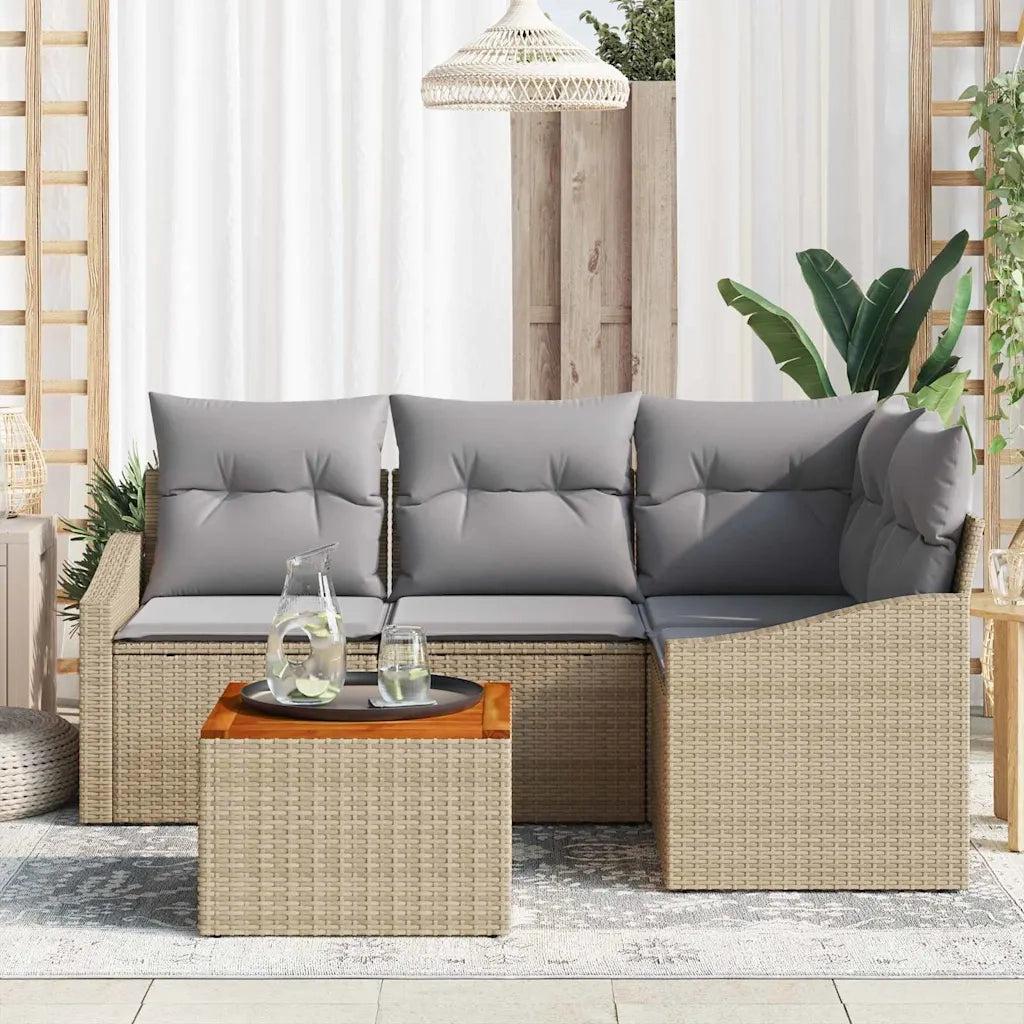 Set Divano da Giardino 5 pcs Beige e Grigio Chiaro polyrattan 3356495