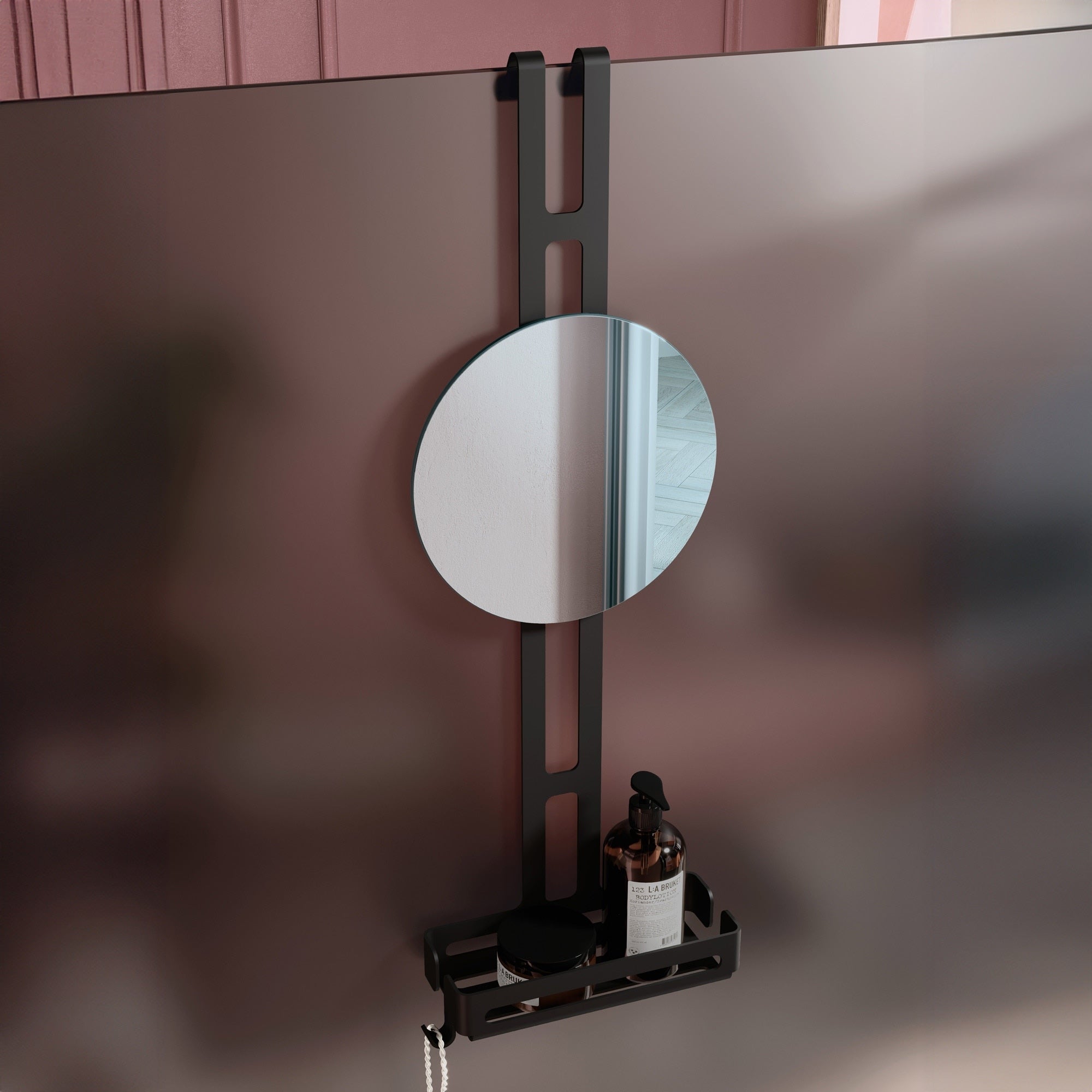 Lineabeta - Mensola doccia da appendere Filo con 2 ripiani nero opaco