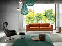 Pouf in pelle marrone cioccolato