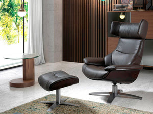 Pouf in pelle marrone cioccolato