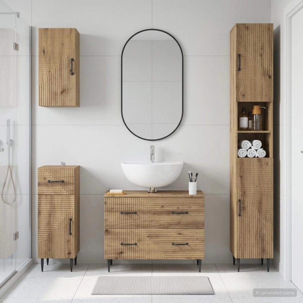 Set di Mobili da Bagno da 4 Pezzi HAARLEM Rovere Artigianale 3417944