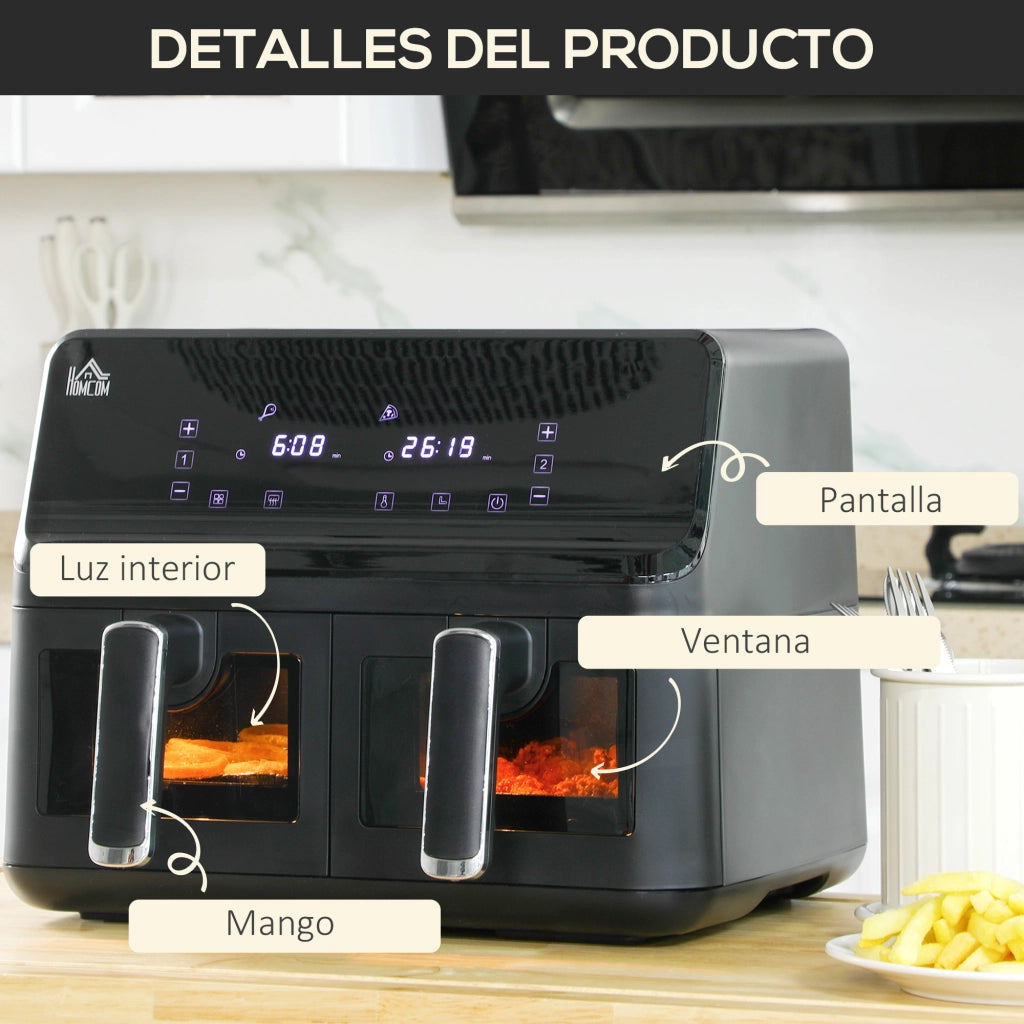 Friggitrice ad Aria 8L 2500W ¨C zephmum ¨C 38,5x38x30,5 cm Nero