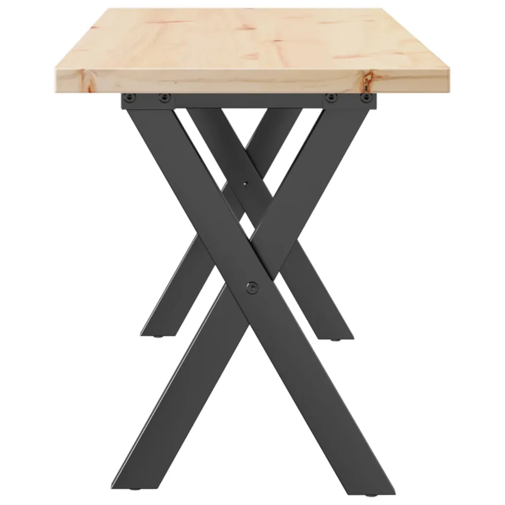 Tavolino Salotto Telaio a X-Tavolino da soggiorno 110x40x45,5 cm Legno Pino e Acciaio