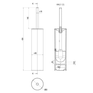 Lineabeta - Portascopino da muro/appoggio tondo in acciaio spazzolato