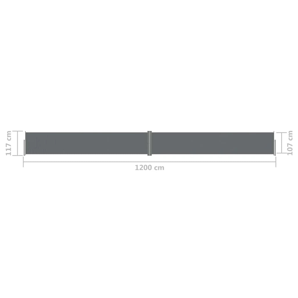 Tenda da sole laterale retrattile/schermo privacy per patio giardino terrazza balcone 117 x 1200 cm antracite 02_0007107