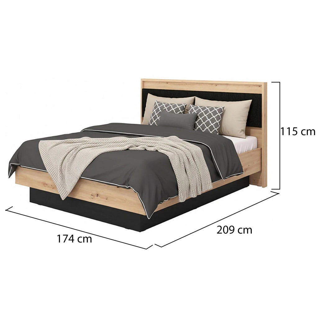 Letto Matrimoniale Filogaso, Letto Matrimoniale Dimensione Materasso 160x200 cm, Marrone Rovere Nodi