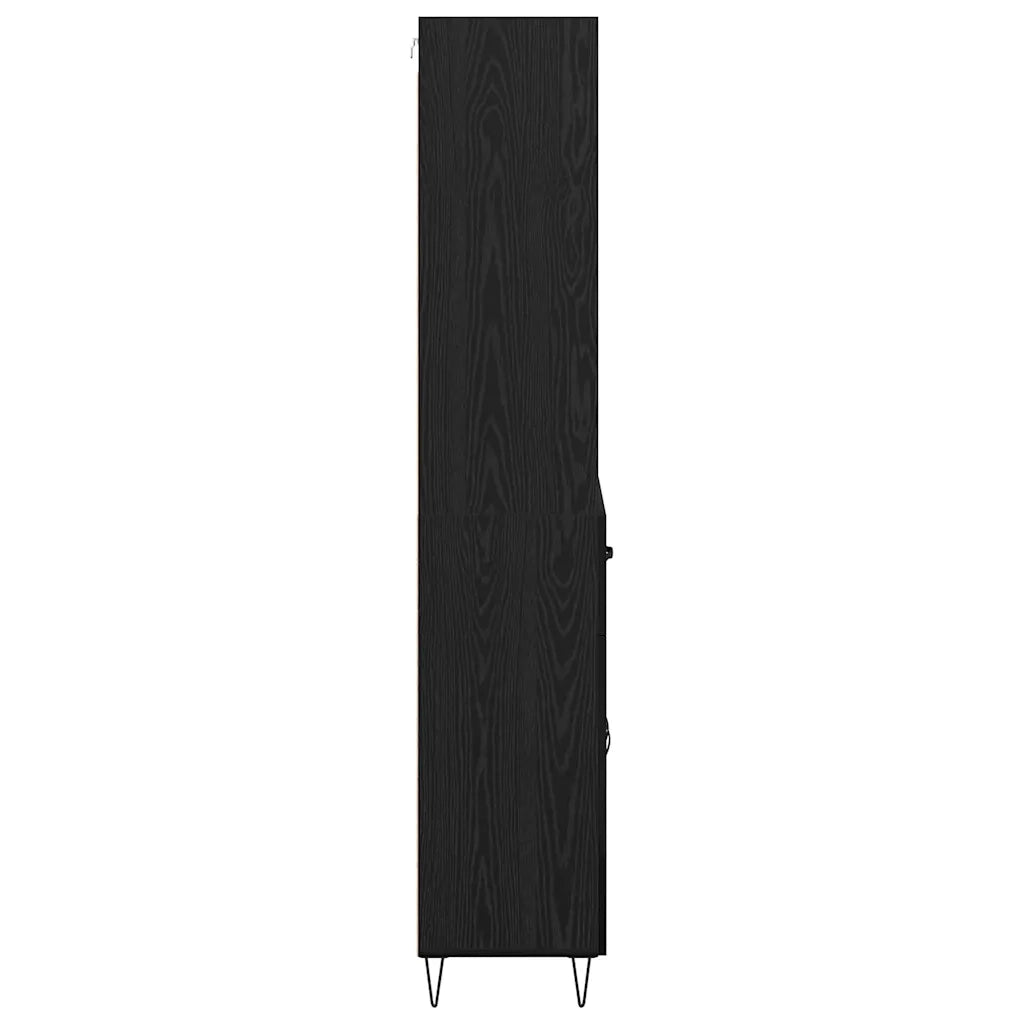 Credenza con cassetto 2 pcs Rovere Nero Legno multistrato