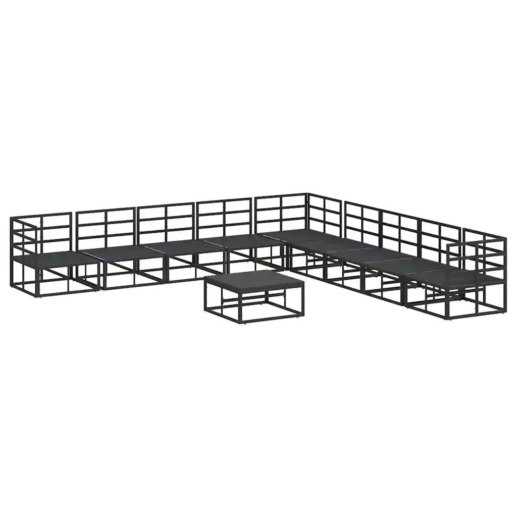 vidaXL Set Divano da Giardino con cuscino 10 pcs Nero Alluminio