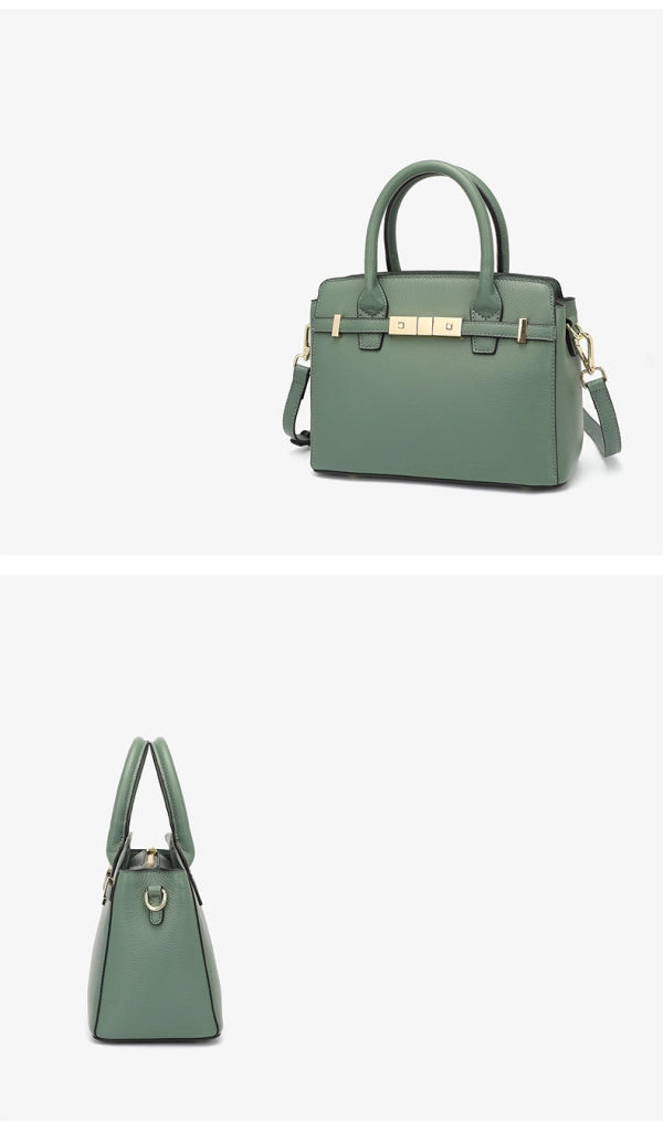 Borsa a tracolla da donna in vera pelle, colore verde.