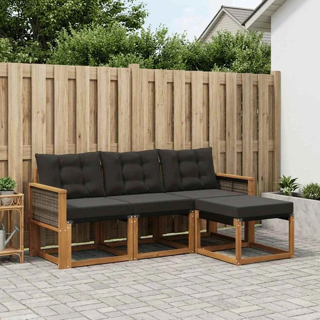 Set di divani da esterno 4 pz Naturale e Nero 3381868