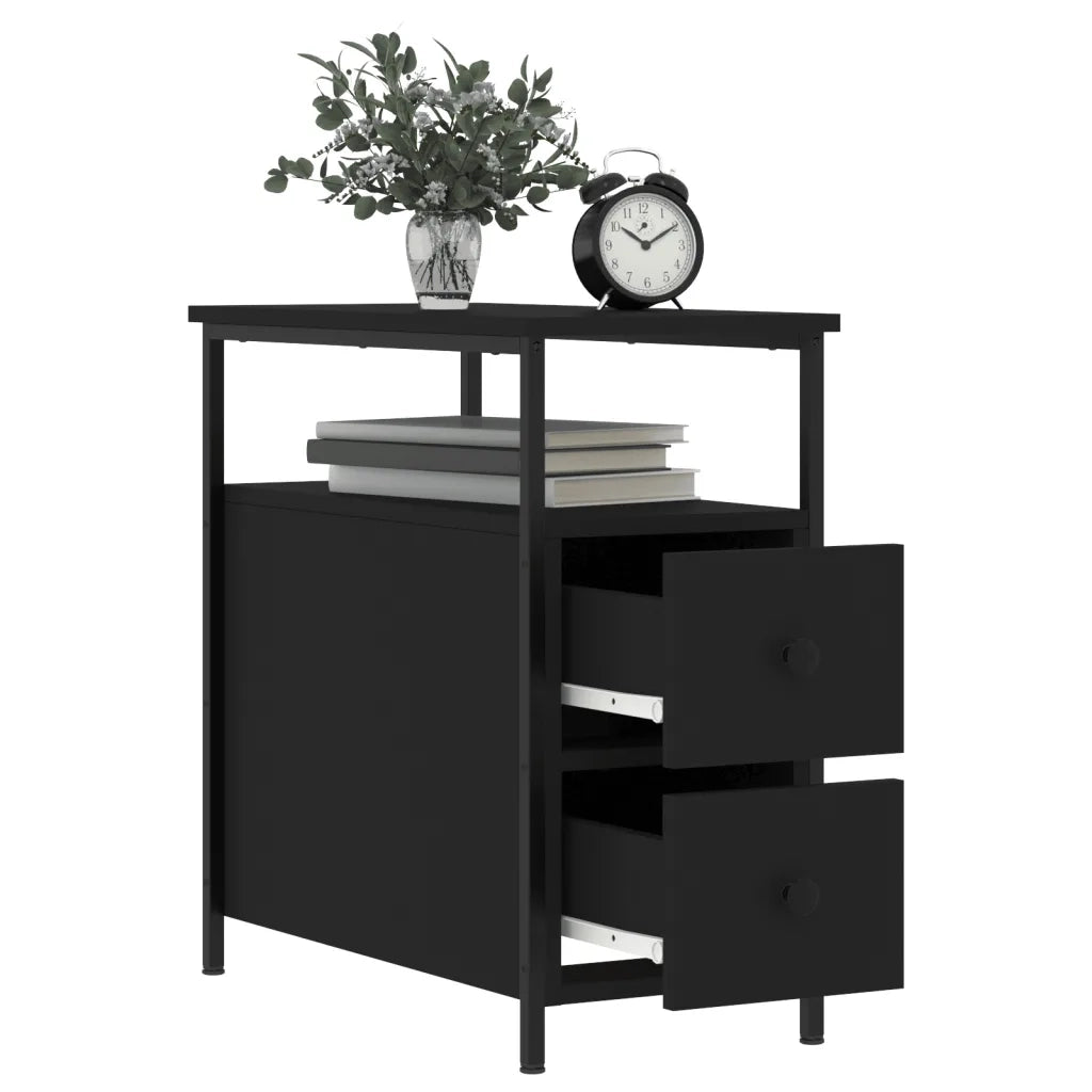 Comodini 2 pz Neri 30x60x60 cm in Legno Multistrato 826064