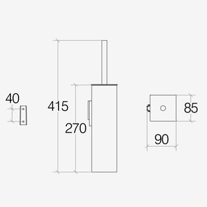 Lineabeta - Portascopino da muro/appoggio quadro in acciaio lucido