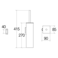 Lineabeta - Portascopino da muro/appoggio quadro in acciaio spazzolato