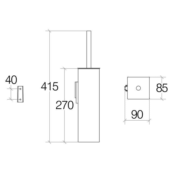 Lineabeta - Portascopino da muro/appoggio quadro in acciaio spazzolato