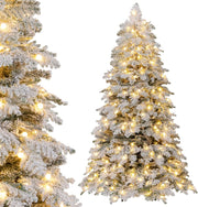 Albero di Natale Innevato 180 cm, Albero di Natale Artificiale con 260 Luci LED, 130 Palline, 616 Rami, 8 Modalità di Illuminazione, Decorazione Natalizia per Festa (180 cm)