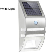 Sensore di movimento alimentato da energia solare, illuminazione stradale con 2 LED, lampada di sicurezza per giardino, argento, bianco puro