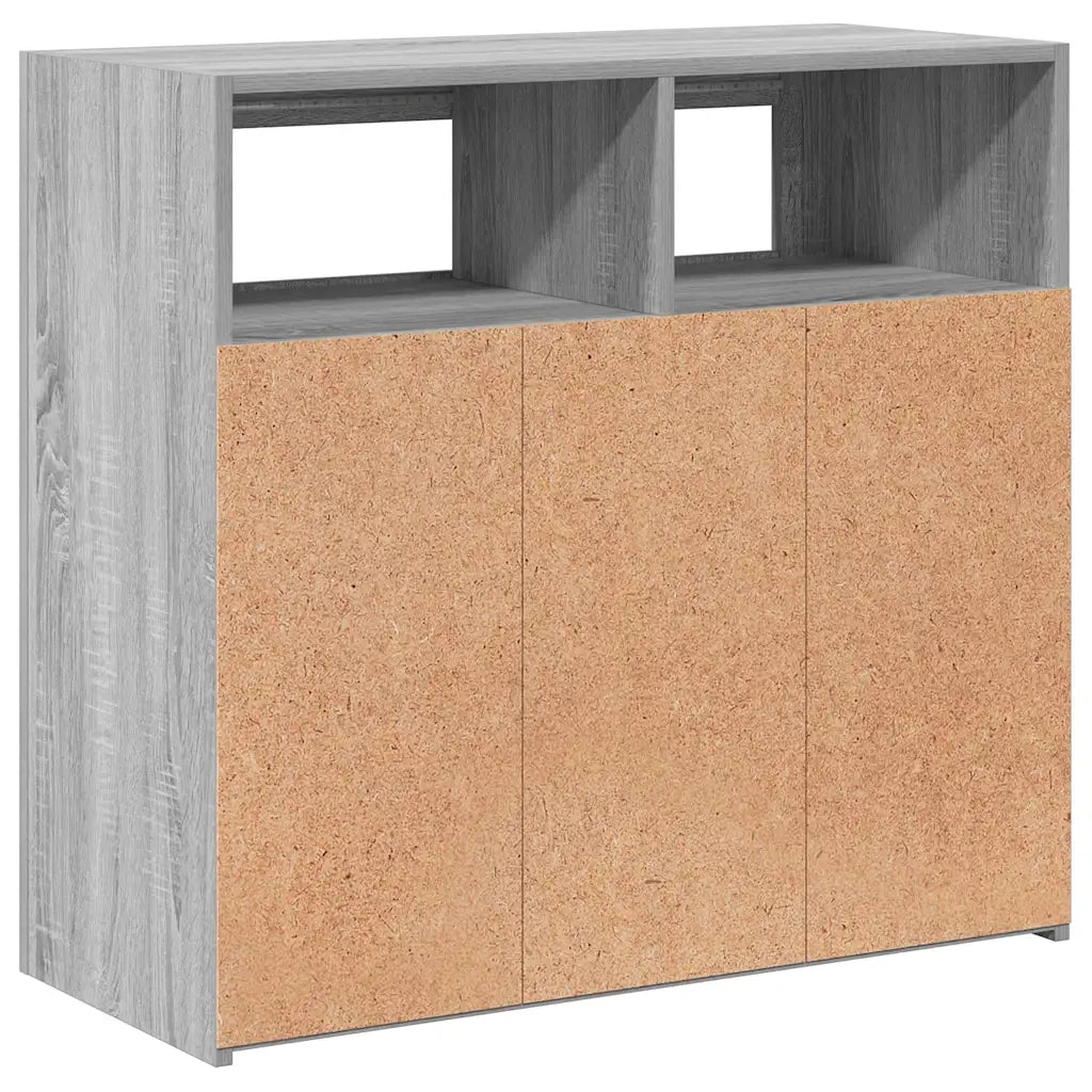 Credenza | Madia | Buffet da pranzo | Armadio da pranzo con Luci LED Grigio Sonoma 80x35x75 cm