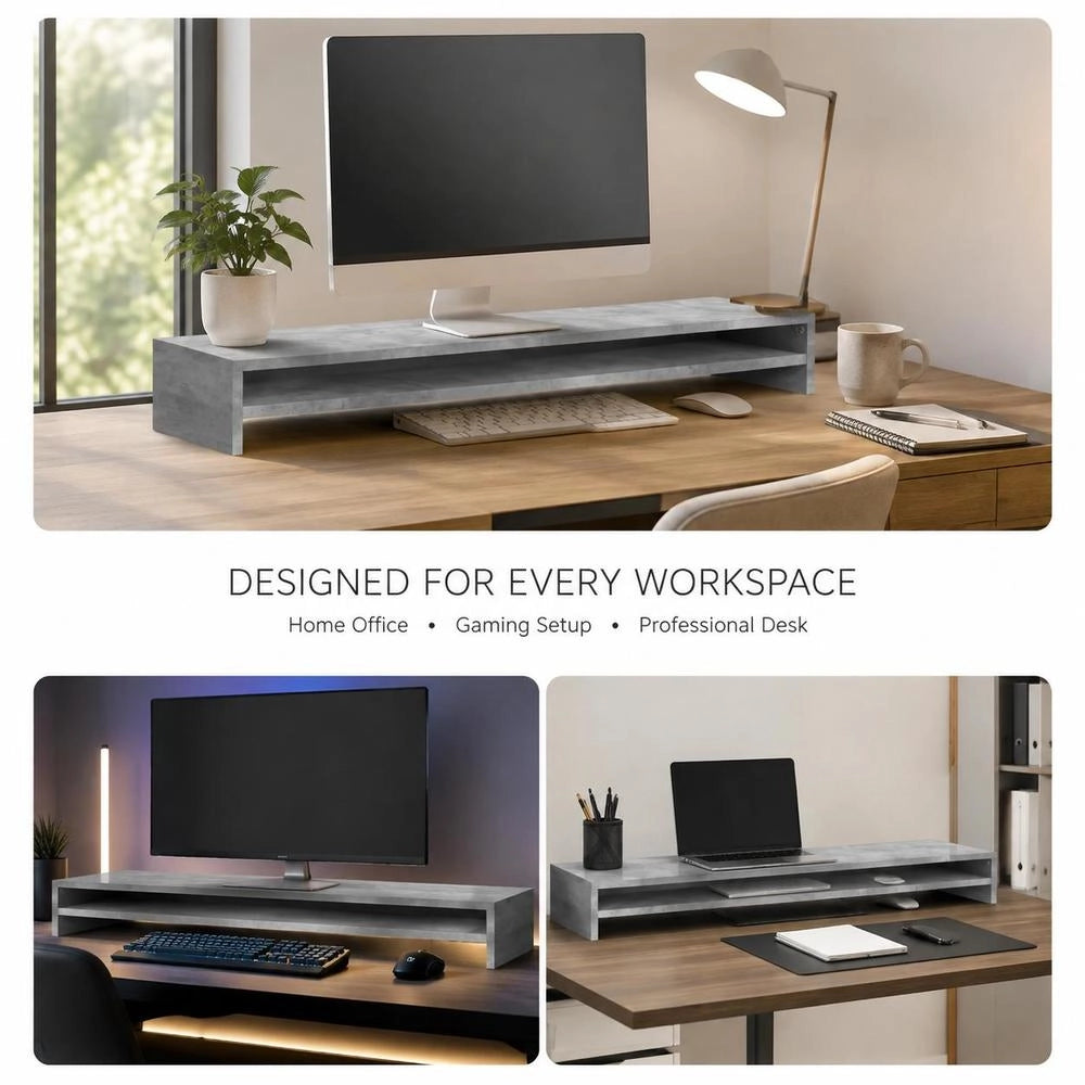Monitor Stand, Concrete Grey, 100x24x13 Cm, Wood-based Material