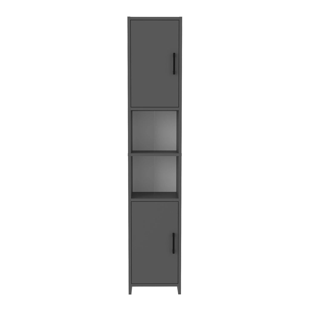 Mobile a Colonna Rautrina a 2 Ante e Scomparti Aperti 180 x 35 x 30 cm - Antracite [en.casa]