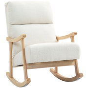 Poltrona a dondolo in tessuto velluto crema ¨C zephmum ¨C 65x90x98 cm