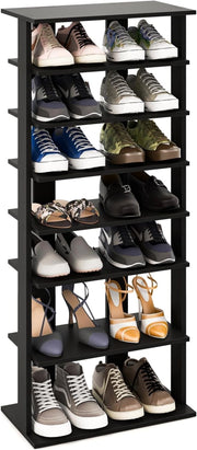 Scarpiera da Ingresso, Portascarpe a 7 Ripiani, Scaffale per 14 Scarpe, Stretto e Compatto per Salvaspazio, 45x25x110 cm (Nero, L)