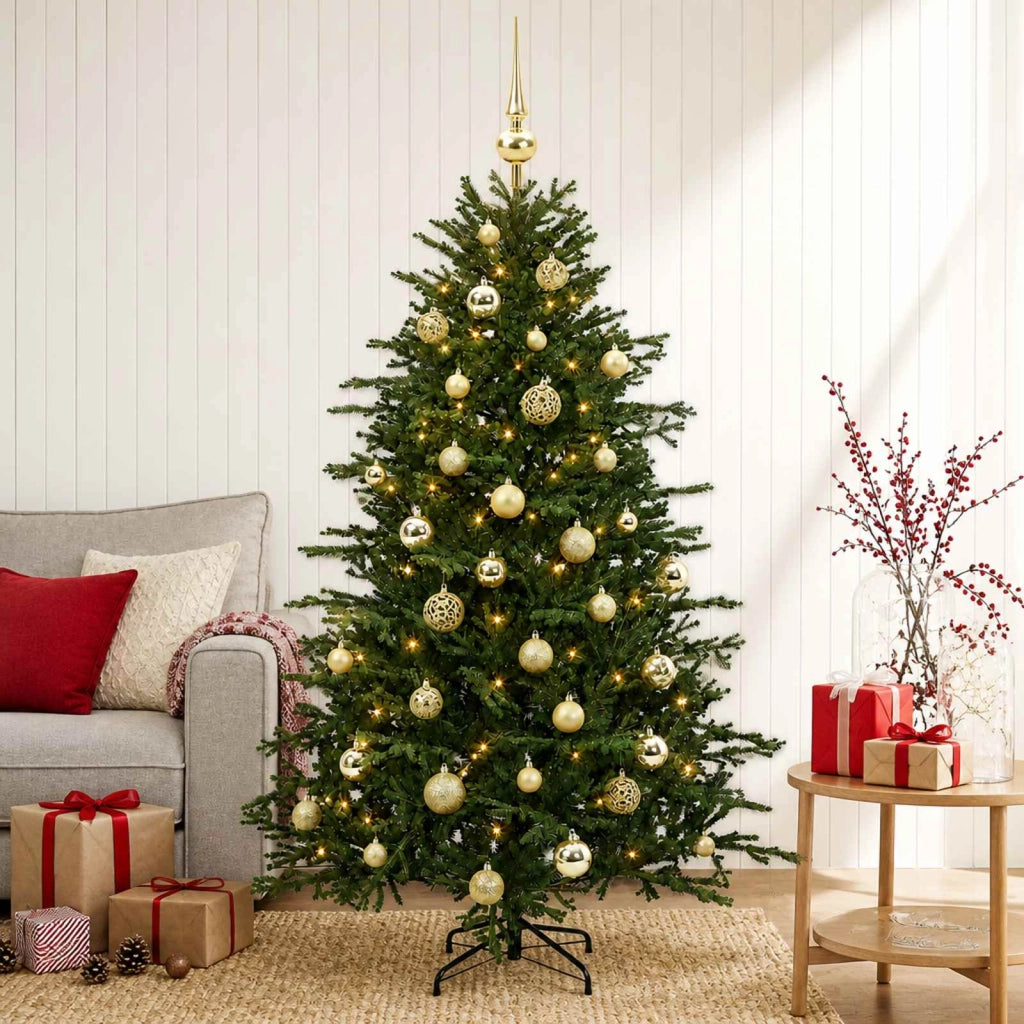 Albero di Natale artificiale con palline 120 cm 150 LED 3465689