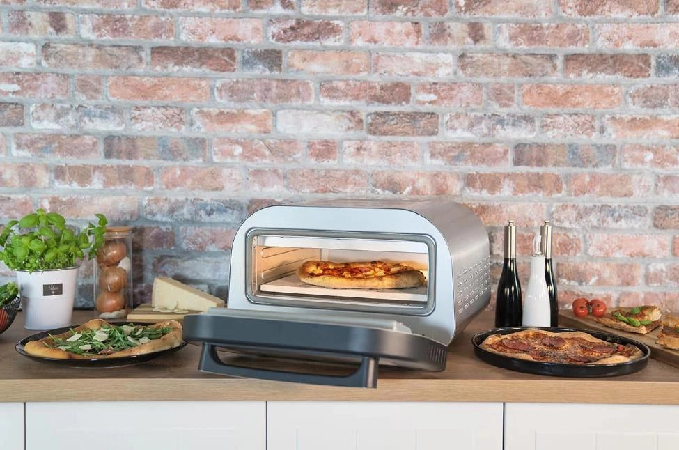 Unold 68816 Luigi Forno per Pizza elettrico 1700W pietra refrattaria cordierite 450°C controllo digitale colore Argento