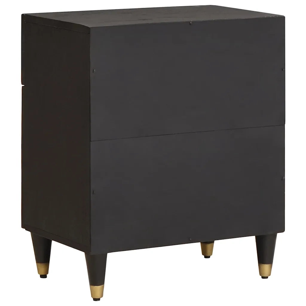 Comodino con porta Nero 50 x 33 x 60 cm Legno di mango massello