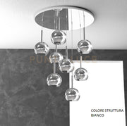 SOSP. BIANCO TONDA 8 LUCI VETRI TUTTI PICCOLO CROMO 1155BI-S8 TP-CR
