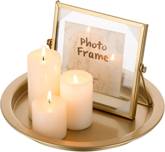 Piattaforma per candele decorativa 25cm - Supporto per candele in metallo per candele in piedi - Standa per candele rotonda per organizzare salottini, piatto per candele per tavola da pranzo, bagno, cucina