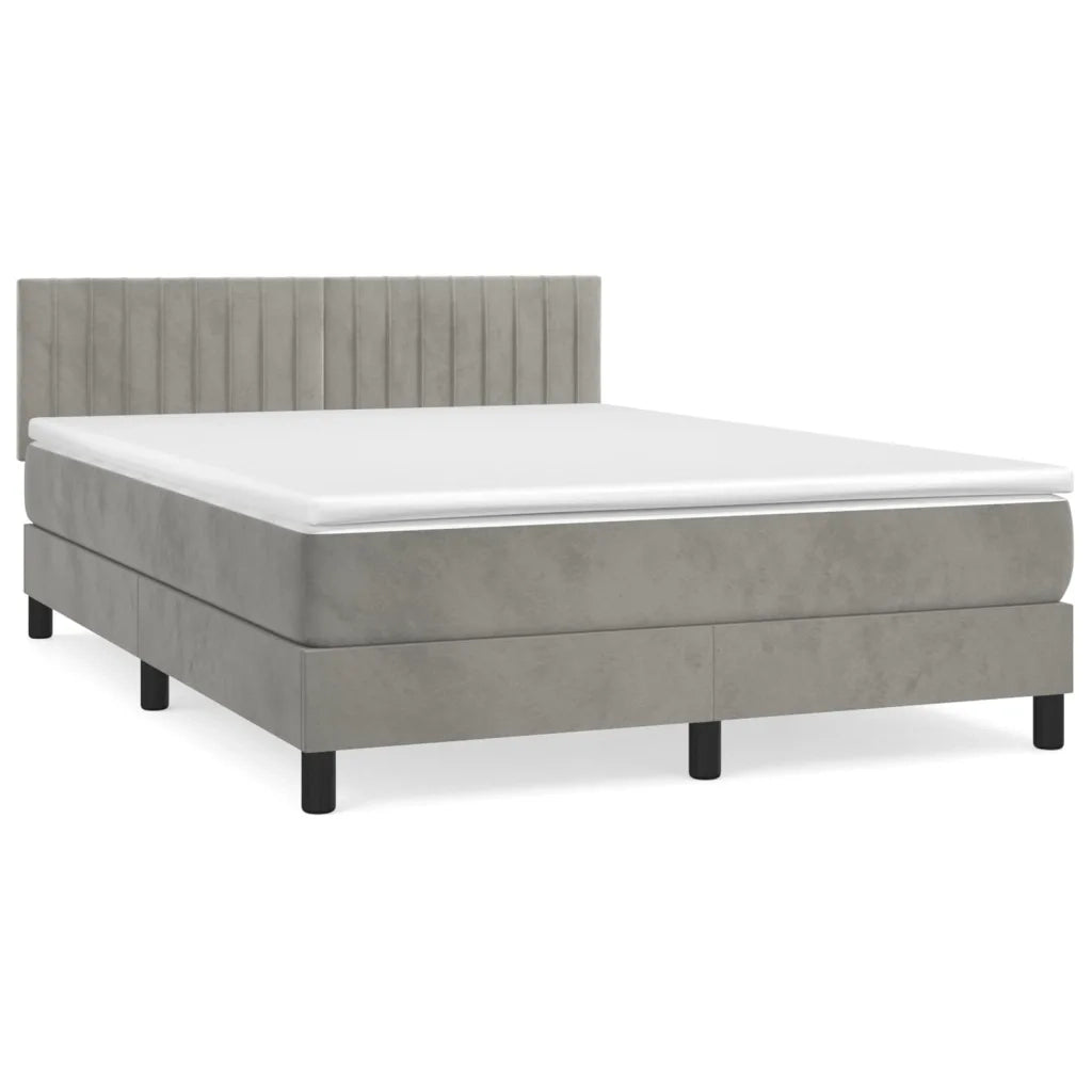 Giroletto a Molle con Materasso Grigio Chiaro 140x200cm Velluto 3141425