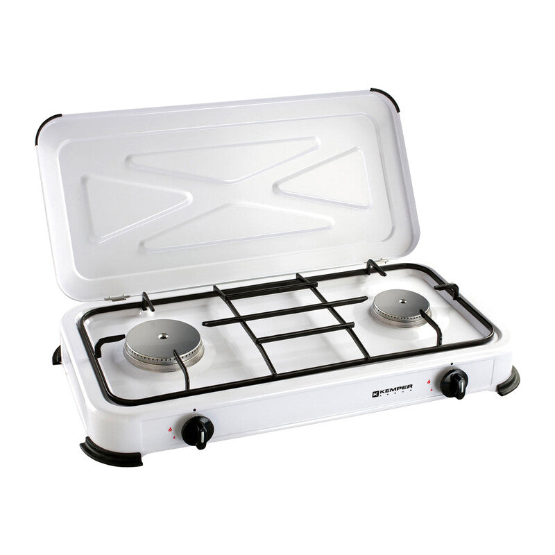 FORNELLO A GAS 2 FUOCO CON COPERCHIO KEMPER  PZ 1 
