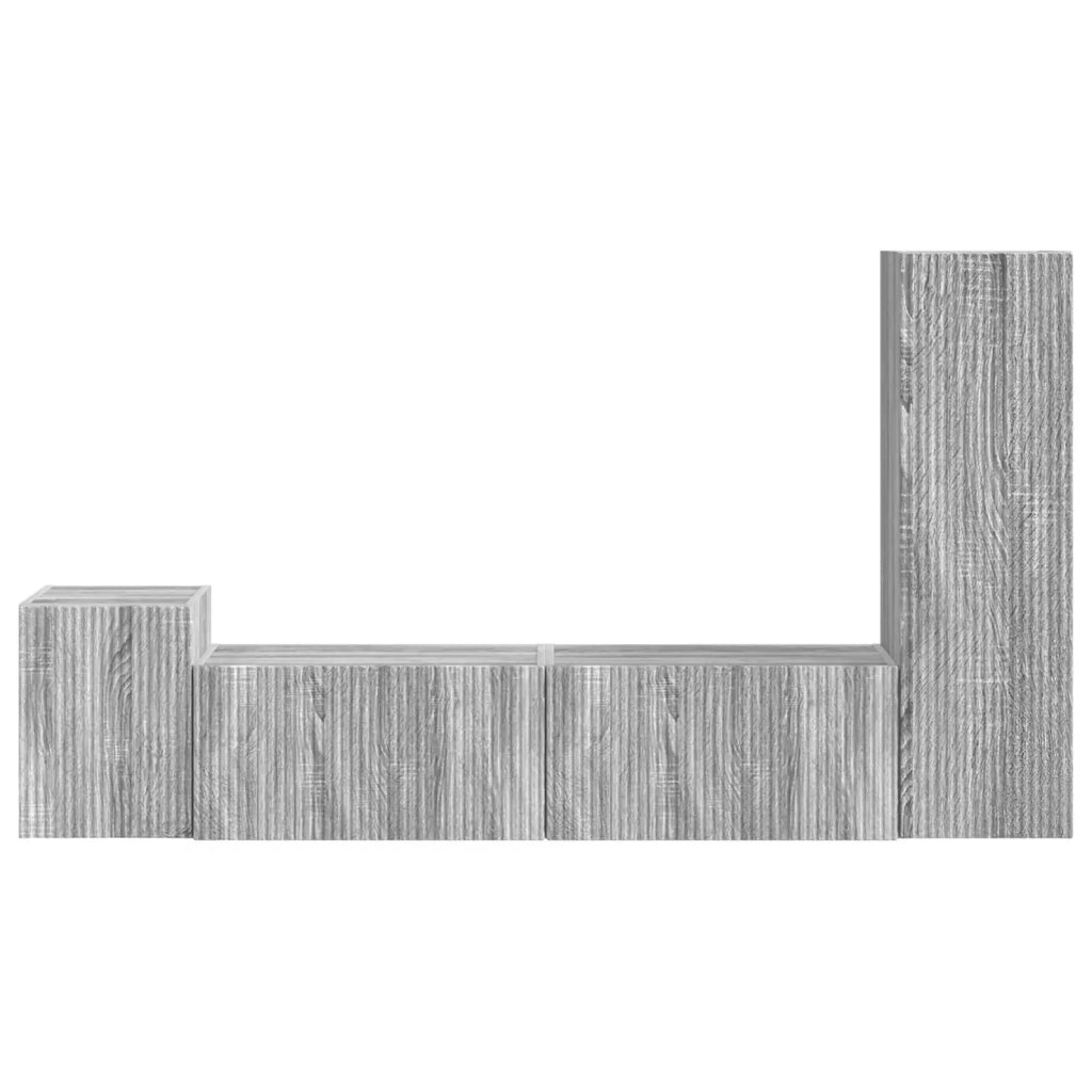 Set mobile TV 4 pz-Credenza per TV Grigio Sonoma Legno multistrato 299415