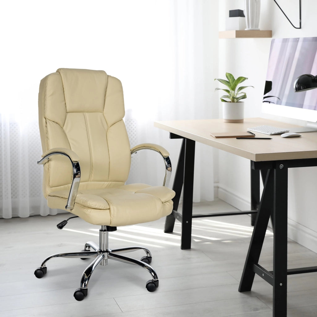 Poltrona ufficio XXL Xanthos in similpelle crema