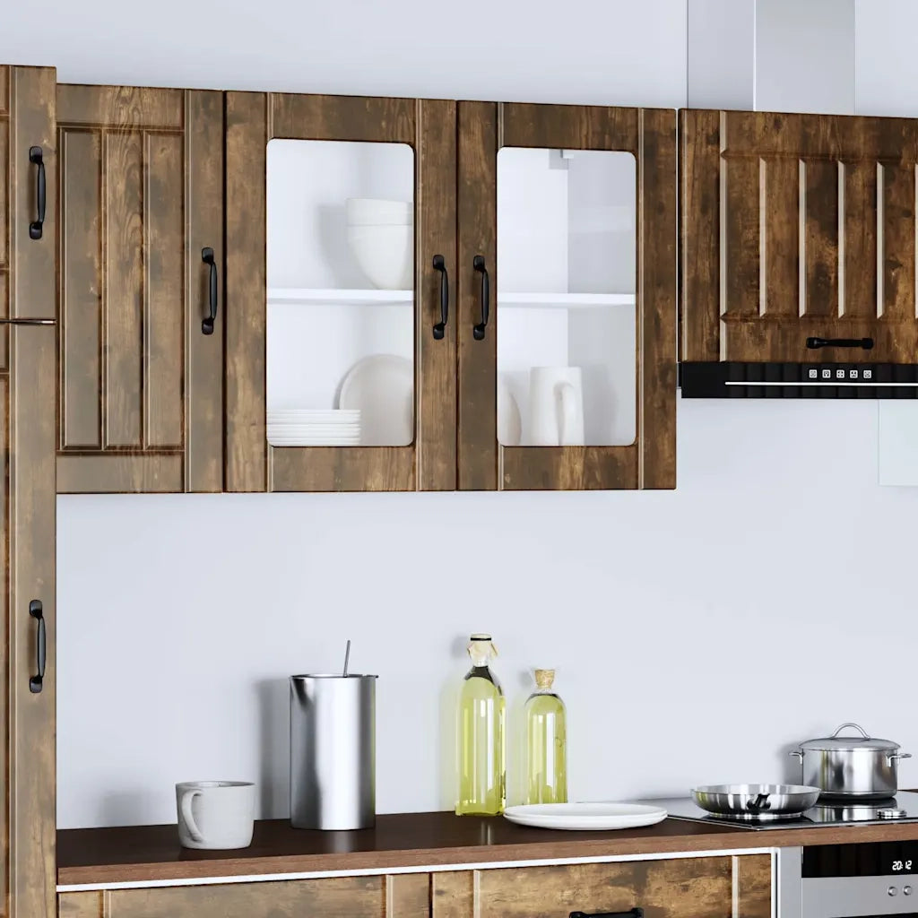 Pensile da Cucina con Porta in Vetro Lucca Rovere Fumo