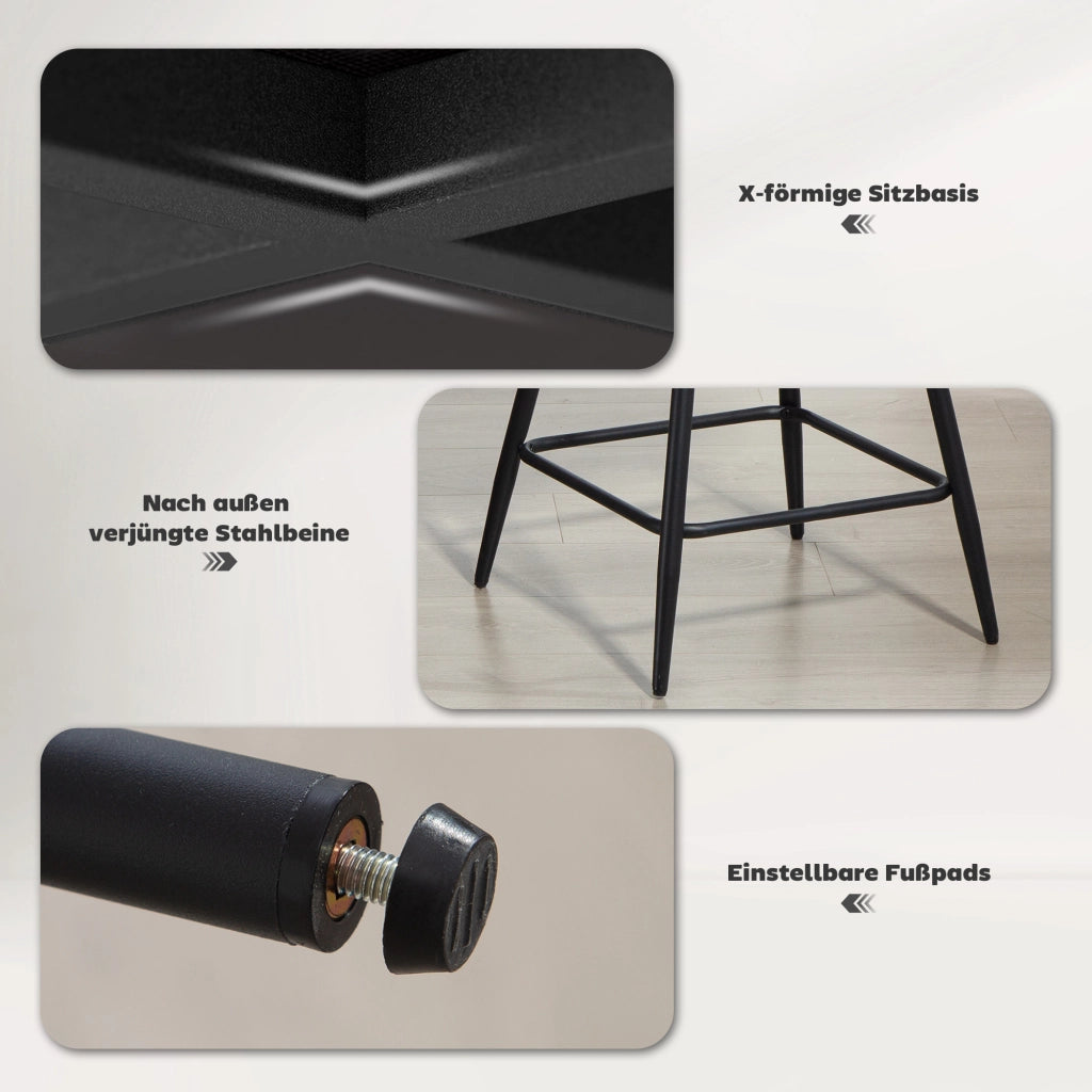 Set di 2 Sedie da Bar ¨C zephmum ¨C Grigio, Tessuto, Struttura in Metallo