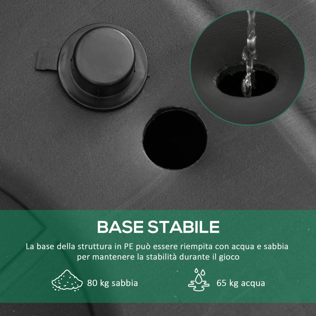 Canestro Basket Altezza Regolabile 160-305cm, Base con Ruote e Struttura in Acciaio, Tabellone in PVC Trasparente
