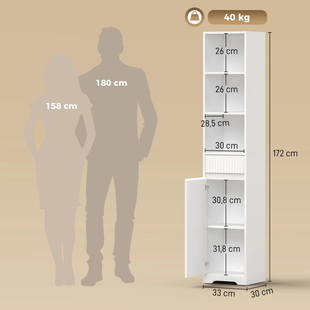 Mobile bagno alto ¨C Xylo ¨C bianco con anta, cassetto e ripiani regolabili