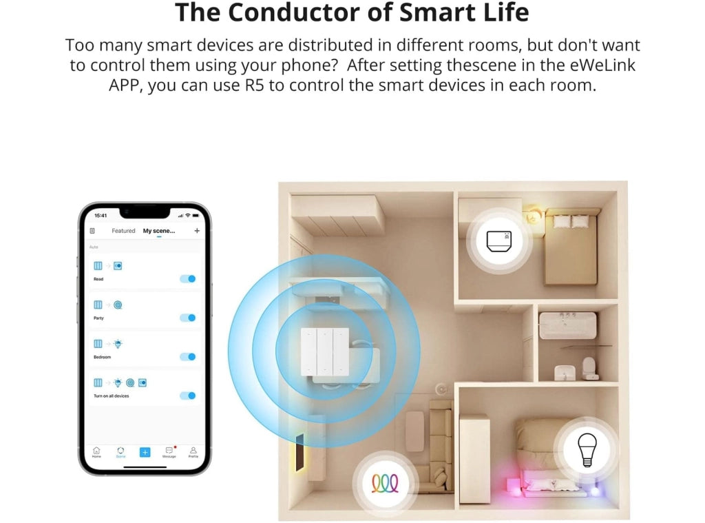 Controller SONOFF SwitchMan R5W Remoto Interruttore di Scena Wireless a 6 Canali con Batteria e Pulsanti Smart