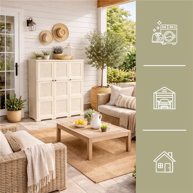 ARMADIO 3 ANTE ANGORA 118X43X125 CM CON PUNTALI E ANTE TRAFORATE – MOBILE ALTO DECORATIVO PER ZONA GIORNO E INGRESSO