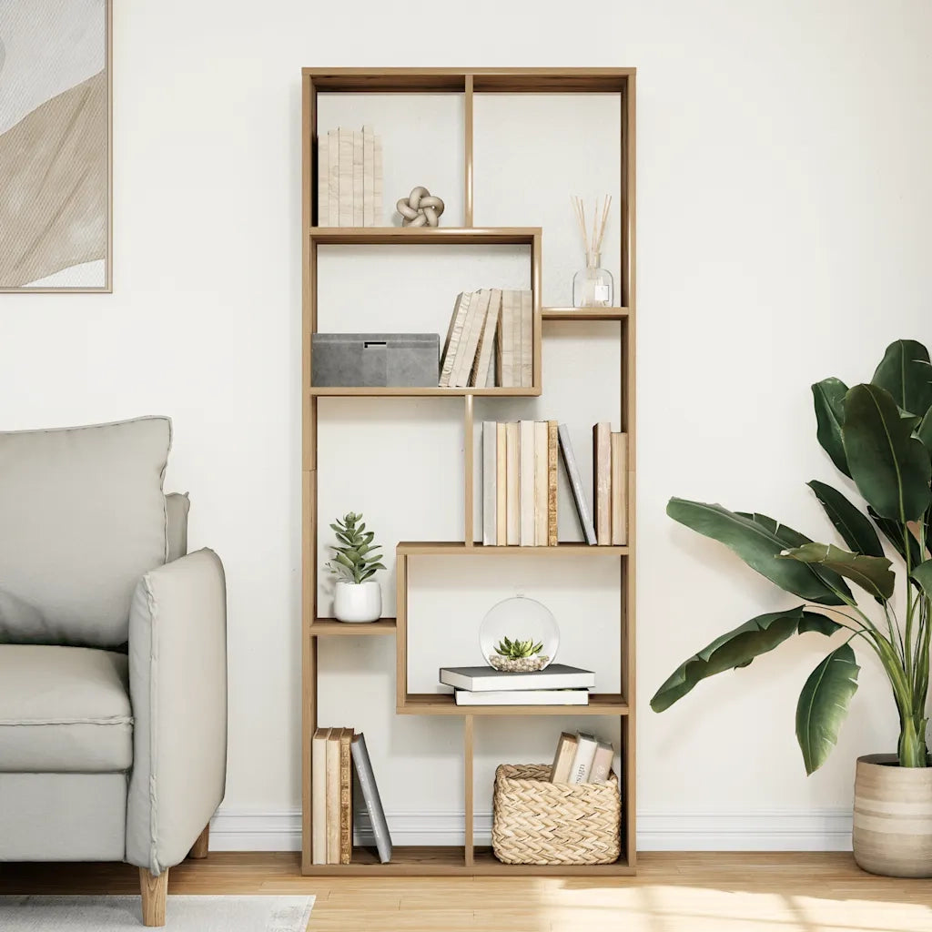 Libreria Divisorio-Scaffale per Libri-Mobile di Stoccaggio Rovere Artigianale 67x25x161,5 cm Truciolato