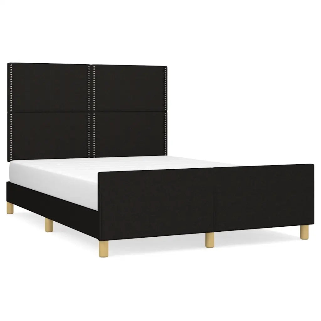 Letto matrimoniale | Letto per adulti | Giroletto senza Materasso Nero 140x190 cm in Tessuto