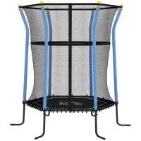 Tappeto Elastico per Bambini con Ingresso a Cerniera e Pali Imbottiti, in Acciaio, PP e EPE, Ø163.5x190 cm, Blu