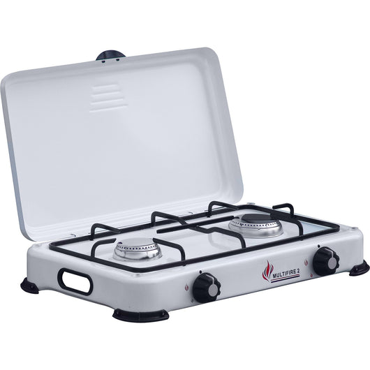 fornello a gas 2 fuochi con coperchio camping multifire 2 cod:ferx.500945