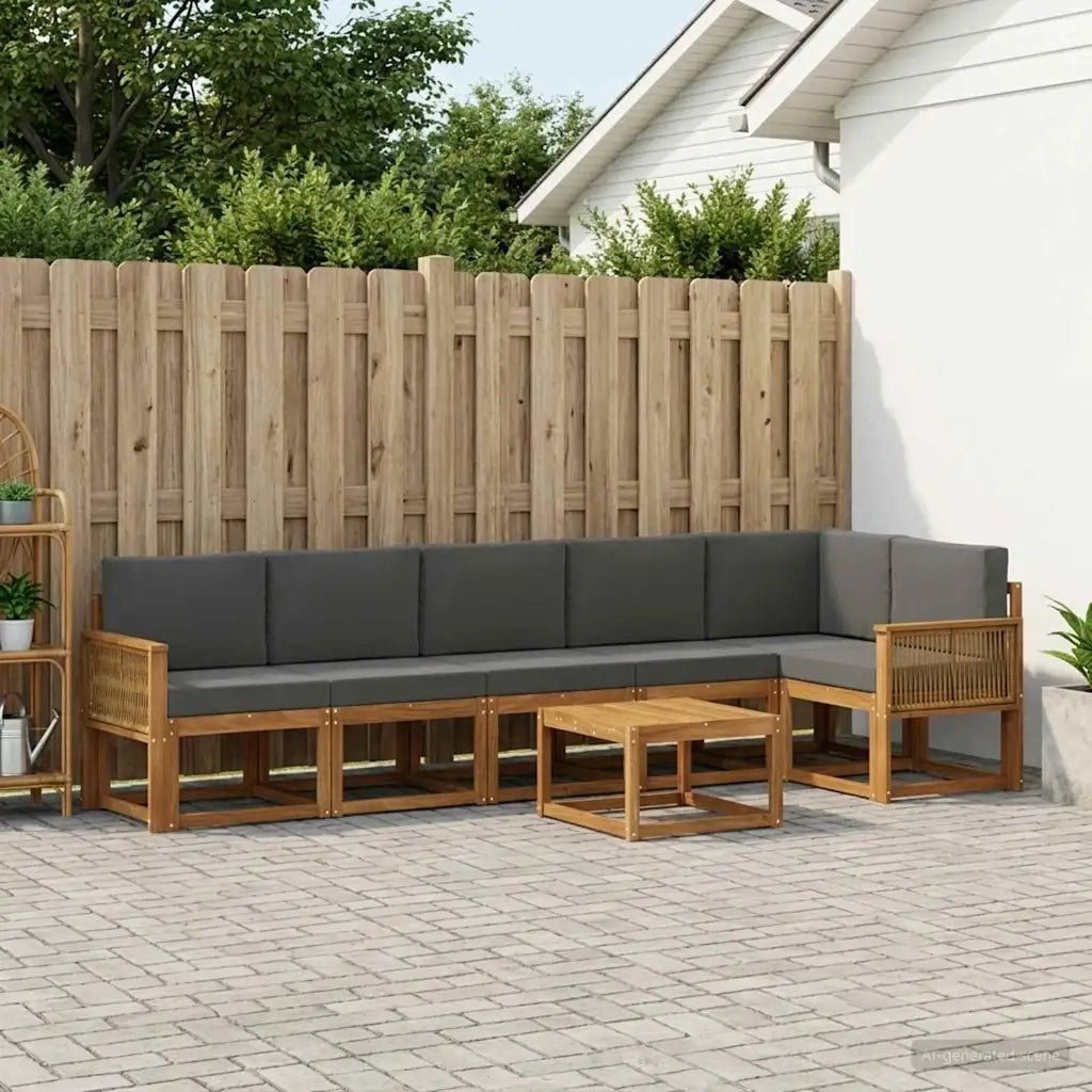 Set di divani da esterno 7 pcs Naturale e Antracite Poliestere 3385278